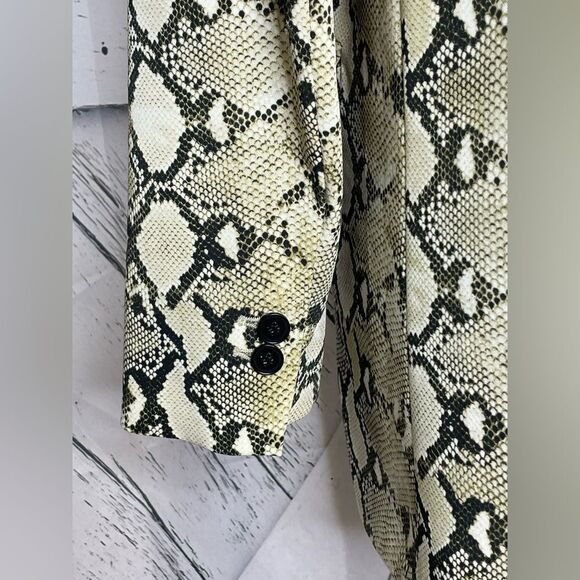 Zara Snakeskin Print Long Blazer Open Front Size S - Picture 6 of 8